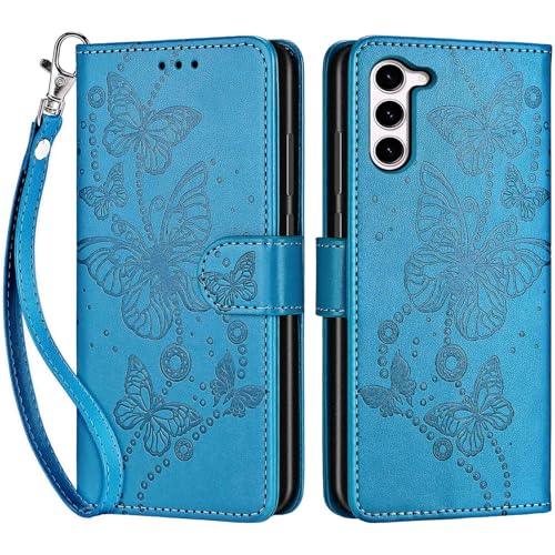 for Samsung Galaxy S23 Wallet case, Blue-Butterfly | 3 Card Holders, Kickstand, Shockproof TPU Shell, PU Leather, Magnetic Closure, Protective Flip Folio Cover, Women - color: 8