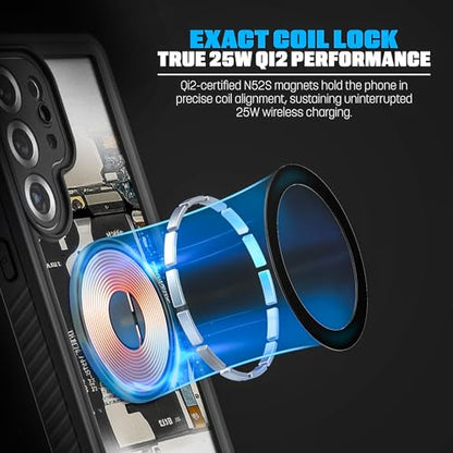 Encased Waterproof Case for Samsung Galaxy S26 Ultra with Belt Clip - Full Body Protective Cover with Built-in Screen Protector & Holster (Clear/Black) - size: S26 Ultra