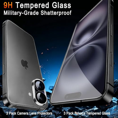 TZGZT 3 Pack Screen Protector for iPhone 16, Tempered Glass, Case Friendly - color: iPhone 16 Clear