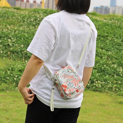 SILKAREA Embroidered Cute Mini Crossbody Bag for Women Small Handbags Wristlet Wallet Bag Cell-phone Pouch Coin Purse - color: S3 Beige