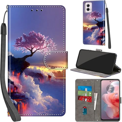 Case Wallet for Motorola Moto G Power 5G 2024, Pink Tree | Kickstand, 3 Card Holder, Shockproof TPU Interior Shell, PU Leather, Magnetic Flip Cover, Lanyard Strap - color: Pic:07