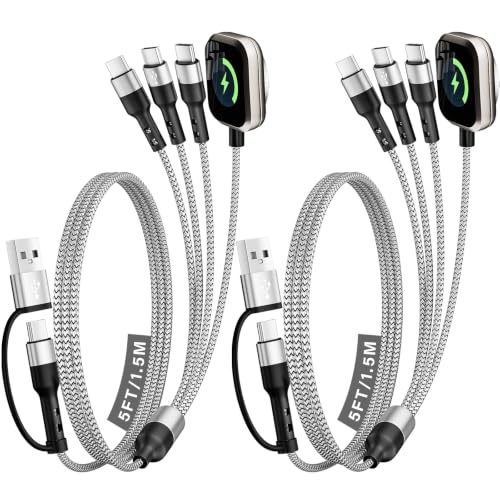 3 USB C Multi Charging Cable for Phone iWatch Charger/Car Travel Essentials - color: Black-White, size: 2Pack5FT