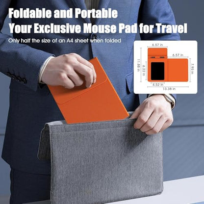 Foldable Travel Mouse Pad with 15W Qi Wireless Charger & Writing Tablet - color: Orange