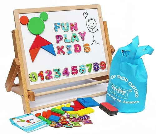 TOWO Wooden Easel for Kids, Foldable Double-Sided Magnetic Board - color: Easel