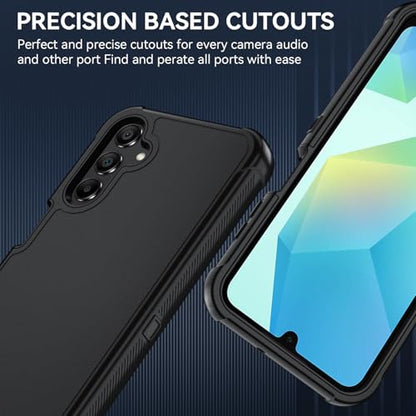 for Samsung Galaxy A16 5G Case : 3-Layer Shockproof Phone Cover with HD Screen Protector,Hybrid Protective Military-Grade Drop Protection for Galaxy A16 5G Phone Case (Black/Black) - color: Black/Black