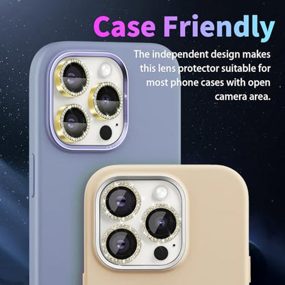 Camera Lens Protector for iPhone 15 Pro/15 Pro Max, Diamond Gold - color: Diamond Gold