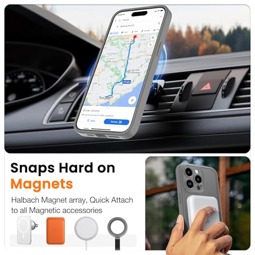 Magnetic Case for iPhone 13 Pro 6.1-Inch, [Compatible with Magsafe][Full Camera Protection] Ultra Slim Translucent Matte Shockproof Protection Phone Cover-Grey - color: Grey, size: iPhone 13 Pro
