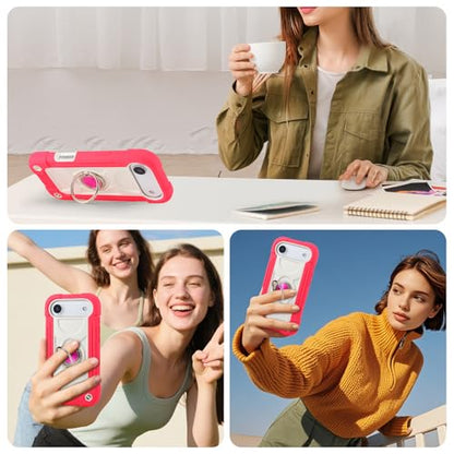 MARKILL Compatible with iPhone Air Case 6.5 Inch 2025 with 360 Degree Rotate Ring Stand, Military Grade Drop Protection Full Body Rugged Protective Case Kids Hot Pink - color: Hot Pink, size: iPhone Air 6.5"