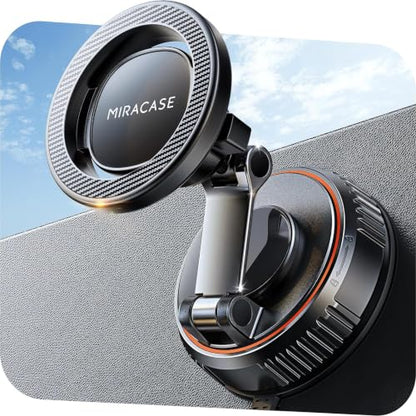 Miracase for MagSafe Car Mount[3600gf Strong Magnet & 89+LBS Suction Base]Vacuum Magnetic Phone Holders for Your Car, 360° Adjustable Dashboard & Windshield Mount with Dash Accents for All Smartphones - color: Striped Black