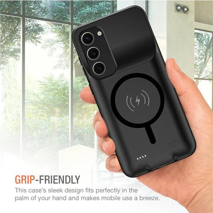 Battery Case for Galaxy S23, 10000mAh High Capacity Portable Rechargeable Protective Case Supported Qi Wireless Charging Compatible with Galaxy S23 (6.1 inch) Extended Battery Charger Cover -Black - size: Galaxy S23