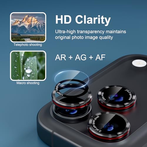 Compatible with iPhone 17 Pro Max/17 Pro Camera Lens Protector - color: Black + Red