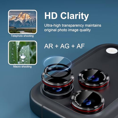 Compatible with iPhone 17 Pro Max/17 Pro Camera Lens Protector - color: Black + Red