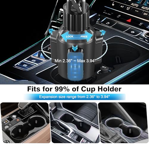 Cup Holder Car Tablet Mount for Truck, Ipad Cup Holder Car Mount with 15" Adjustable Arm Stand for Tablet iPhone 4.7-13in, iPad Pro Air Mini, Fire, iPhone 16 15, Galaxy S25 S24 Z Fold 6 5