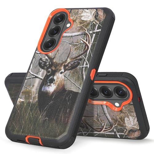 Compatible for Samsung S26 Rugged Case with Belt Clip Holster & Built-in Screen Protector, Heavy-Duty Full-Body Shockproof Cover, Military-Grade Protective Phone Case (Deer) - color: Deer