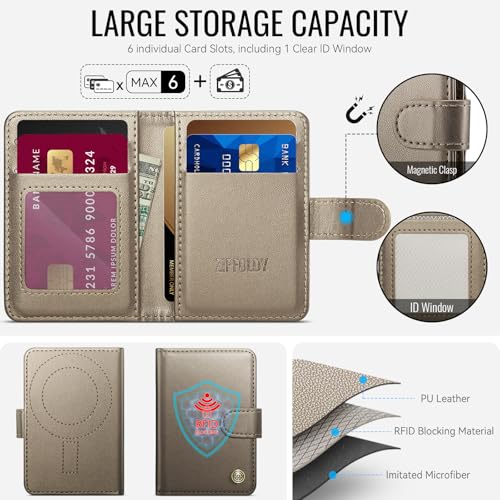 for Magsafe Magnetic Phone Wallet Card Holder, Elegant Titanium - color: Elegant Titanium