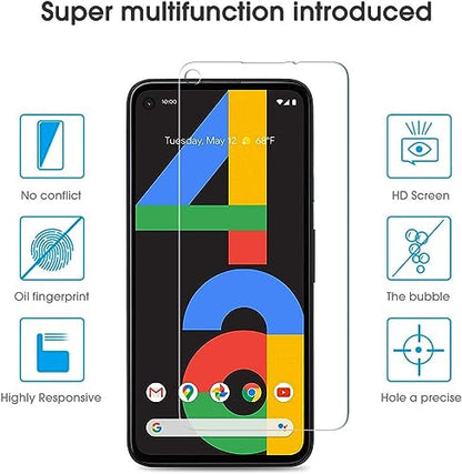 OMOTON [4 Pack] Screen Protector for Google Pixel 4a (Not Fit for 4a 5G), Scratch Resistant/Easy-Install/Bubble Free/Tempered Glass Screen Protector Compatible with Google Pixel 4a - size: Pixel 4a-5.8 inch