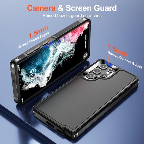 zapica Designed for Samsung Galaxy S22 Ultra Case, Black | Military Grade Drop Protection, Dual Layer Structure Design, Heavy Duty Shockproof Non-Slip Phone Cover - color: Black, size: Samsung Galaxy S22 Ultra 6.8''