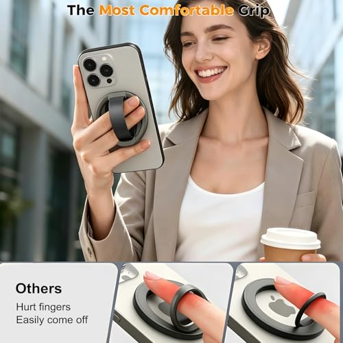 Magnetic Phone Grip & Kickstand Combo for MagSafe Soft Silicone Finger Loop