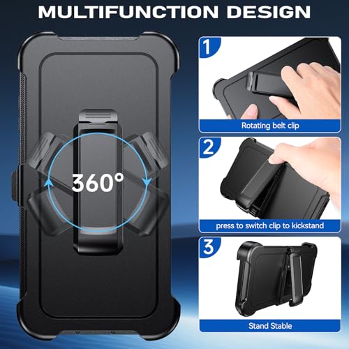 DUEDUE for Samsung Galaxy S24 Ultra Case with Belt Clip Holster Shockproof 3-Layer Heavy Duty Kickstand Cover Full Body Protective Rugged Phone Case for Samsung S4 Ultra 6.8", Black - size: for Samsung S24 Ultra 6.8"