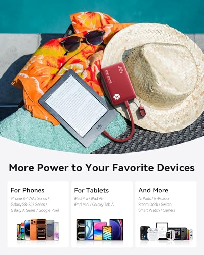 INIU 10000mAh 45W Fast Charging Portable Charger, Smaller Travel Power Bank - color: Red