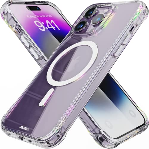 REBEL Clear Case for iPhone 14 Pro Max [Crystal Series Gen-4] Strong MagSafe Compatible, Anti-Scratch, Non-Yellowing, Protective Shockproof Bumpers, Metal Buttons, 6.7 Inch Phone 2023 (Crystal Clear) - color: Crystal Clear, size: iPhone 14 Pro Max