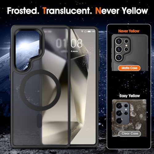 Oterkin Magnetic Samsung Galaxy S26 Ultra Case, Black | Matte, Compatible with MagSafe, Frosted Translucent, Shockproof Anti-Scratch Slim Fit, Military Grade Protection - color: S26 Ultra-Black, size: Galaxy S26 Ultra Case 6.9''