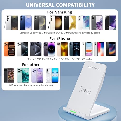 Wireless Charging Phone Stand,15W Wireless Charger Station with 20W Adapter - color: White