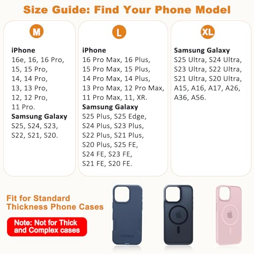 ykooe Phone Holster for iPhone 12-16 Pro Max Galaxy S20-S26 Plus/FE - color: Black, size: Large
