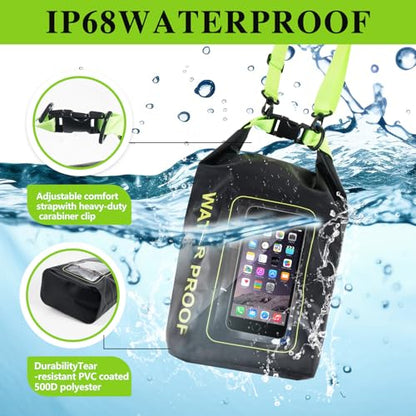 IP68 Waterproof Dry Bag,5L Roll Top Pool Bag,Large Waterproof Phone Pouch,for Boating Kayaking Camping (Black 5L) - color: black 5L