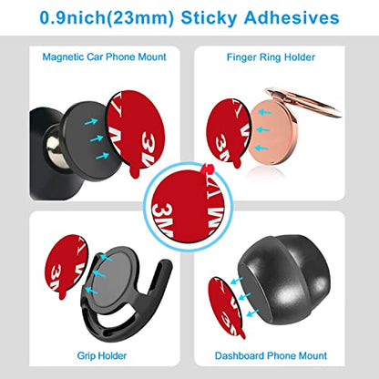 Sticky Adhesive Replacement Parts for Pops Socket Base, 6pcs 1.38 Circle Double Sided Tape for Collapsible Grip Stand's Back, 2pcs Sticker Pads for Car Socket Mount & Cell Phone Magnetic Holder