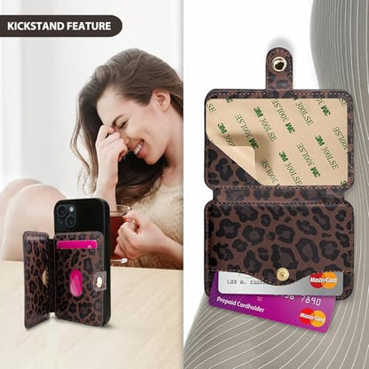 M-Plateau Credit Card Holder For Cell Phone With Slim Adhesive - color: Leopard Print