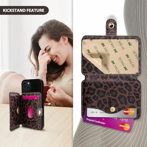 M-Plateau Credit Card Holder For Cell Phone With Slim Adhesive - color: Leopard Print