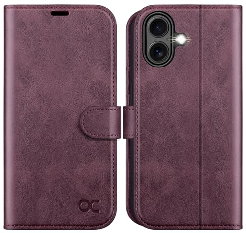 OCASE for iPhone 17 Wallet Case, Card Holder, Mulberry | RFID Blocking, Kickstand, Magnetic Closure, PU Leather Flip Folio, Shockproof TPU Shell, Protective Phone Cover (6.3") 2025 - color: Mulberry