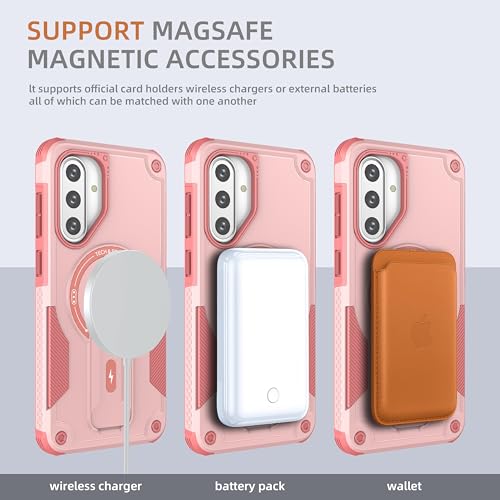 for Galaxy A37/A36-5G Case Military-Grade Dropproof Phone/Invisible Kickstand with MagSafe/HD Screen Protector, Protective Magnetic Phone Cover for Samsung Galaxy A37 4G/5G&A36 5G (Pink) - color: Pink