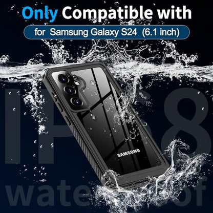 xiwxi Designed for Samsung Galaxy S24 Case Waterproof,[IPX8 Underwater Case][Full Body Shockproof][Military Drop Proof] for S24 Case,6.1 inch-Black - size: For Samsung S24-6.1"
