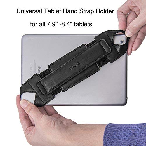 joylink Universal Tablet Hand Strap Holder, 360 Degrees Swivel Leather Handle Grip with Elastic Belt, Secure & Portable for 7.9" -8.4" Tablets (Samsung Asus Acer Google iPad mini), Black - color: Black