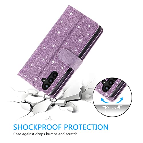 EYZUTAK Wallet Phone Case for Samsung Galaxy A15 4G/5G, Retro Matte 9 Card Holder Slots Zipper Pocket Handbag Case PU Leather Magnetic Closure Kickstand with Wrist Strap Flip Folio Purse Case - Purple - color: Purple, size: Samsung Galaxy A15 4G/5G