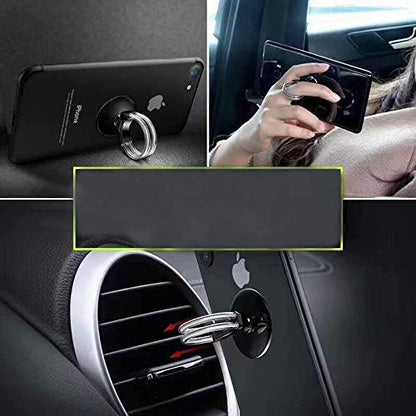 Tvoip 2Pcs Cell Phone Ring Holder, 3 in 1 Universal Phone Ring Stand Car Holder, Finger Grip Phone Holder and Tablet Stand Car Vent Phone Mount (Gold)