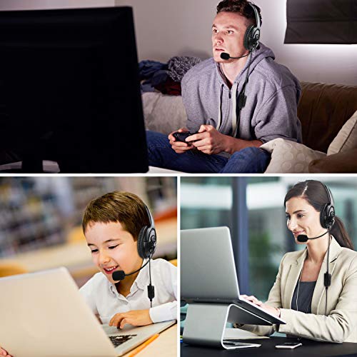 Wired Single Ear Headset with 3.5mm Jack & USB-C & USB-A Adapter for PS5, PS4, Xbox, Switch, PC, iPhone, iPad, Android - Unilateral Mono Headphone for Gaming, Call Center, Remote Work, Online Classes - color: Black | Single Ear | Flexible Mic