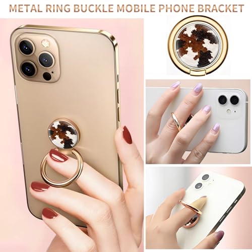 Cell Phone Ring Holder, Cute Metal Phone Grip Stand Finger Ring Kickstand, Flexible 360°Rotation Phone Tablet Case Accessories Compatible with Most Phones Brown Cowhide Print - color: Brown Cowhide Print