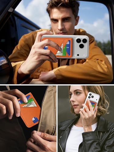 for MagSafe Wallet Magnetic iPhone Card Holder with Adjustable Stand - color: Orange
