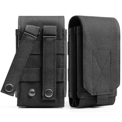 Urvoix Dual Cell Phone Holster, MOLLE Tactical Belt Pouch for 2 Phones | Dual-Pocket Utility Phone Bag for Power Bank, Cards & Keys, EDC Nylon Cell Phone Case for iPhone 17 Pro Max, 16/15/14 Pro Max - color: Double Pocket