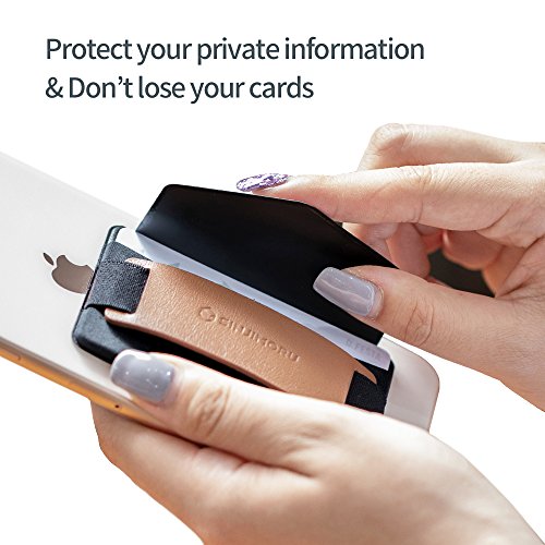 Sinjimoru Phone Grip Card Holder with Phone Stand, Stick on Wallet, Black - color: Black