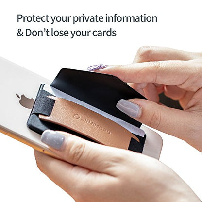 Sinjimoru Phone Grip Card Holder with Phone Stand, Stick on Wallet, Black - color: Black