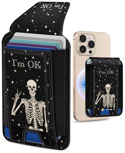 Shorogyt Compatible with Magsafe Wallet with Flap Cover, Skull - color: Skull