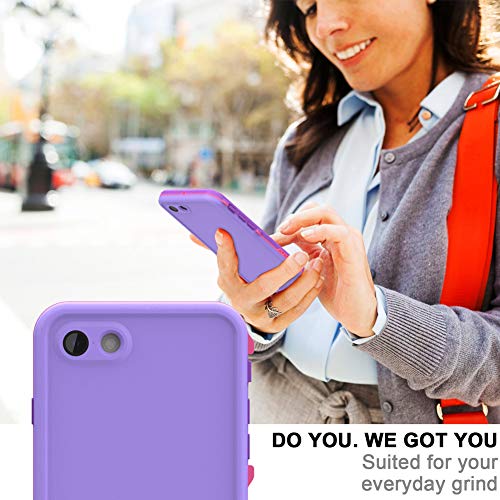 Diverbox for iPhone SE 2020 Waterproof Case iPhone 8 Waterproof Case,Waterproof Shockproof IP68 Full-Body Sturdy Case Built-in Screen Protector for Full Sealed Cover 4.7 in (Purple) - color: Purple