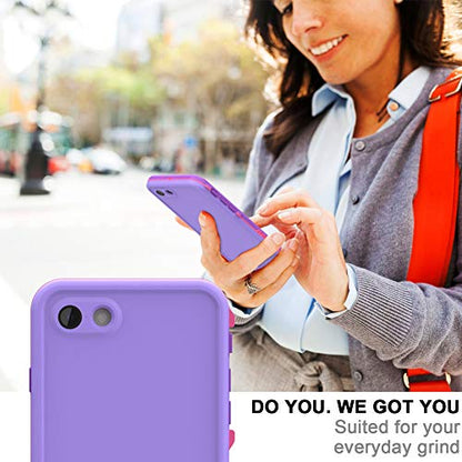 Diverbox for iPhone SE 2020 Waterproof Case iPhone 8 Waterproof Case,Waterproof Shockproof IP68 Full-Body Sturdy Case Built-in Screen Protector for Full Sealed Cover 4.7 in (Purple) - color: Purple