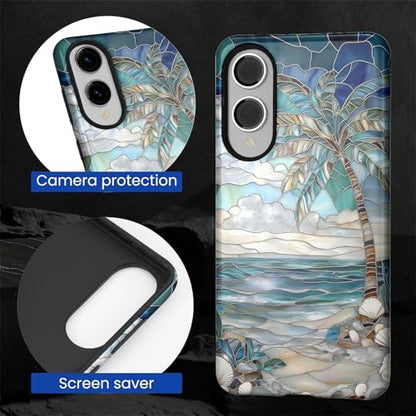 Case for Samsung Galaxy S25 Edge,Anti-Scratch Full-Body Cover Shockproof Slim Design Case,PC Hard Shell & Silicone Inner Bumper -Beach Palm Tree - color: Beach Palm Tree, size: Galaxy S25 Edge