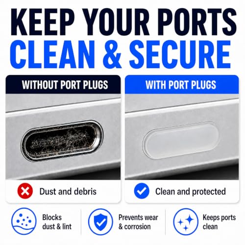 USB C Dust Plugs 10 Pack with Cleaning Brush, Charging Port Covers, Clear - color: Clear