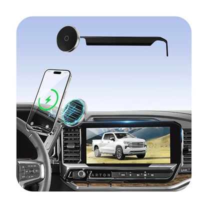 Phone Holder for Chevy Silverado 1500/2500/3500 (2022-2026, ONLY Fits 13.4" Screen), MagSafe Car Mount, 15W Magnetic Wireless Charger, 360° Rotating, Hands Free, 2023 Silverado Accessories Interior - size: Chevy Silverado 1500 | 2022-2026 (13.4" Screen)